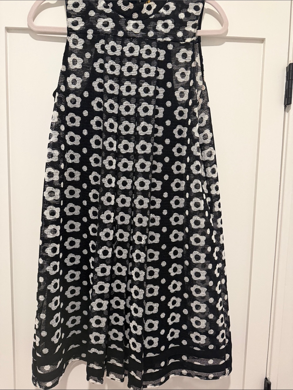 Anthro Black and White Floral A-Line Dress